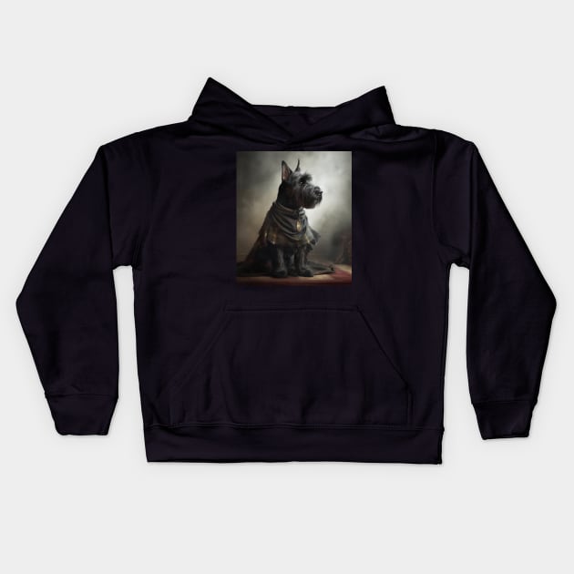 Stalwart Scottish Terrier - Medieval Chieftain Kids Hoodie by HUH? Designs